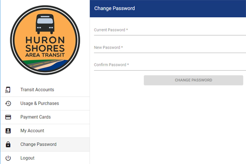 picture of Change Password screen