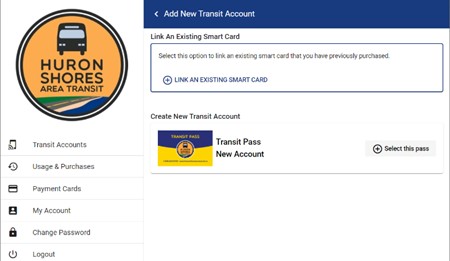 picture of selecting a new transit pass