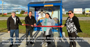 Photo of Points Plaza bus stop art installation